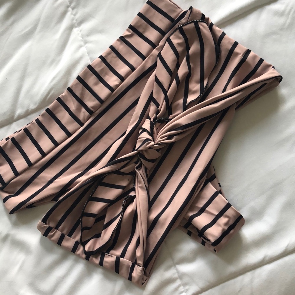 Striped Strapless Bikini Set